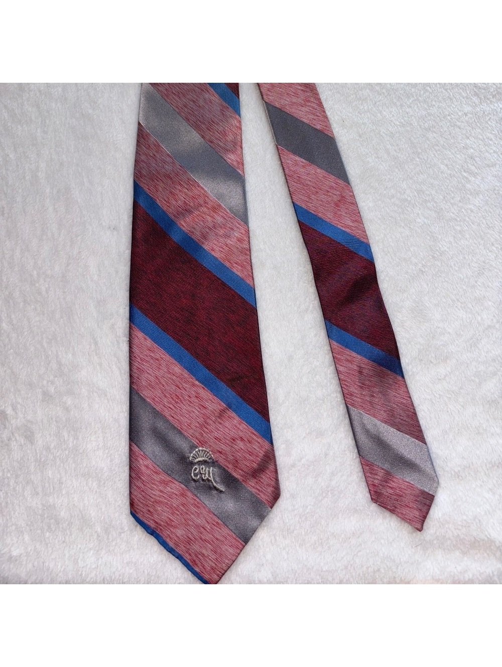 Vintage Countess Mara Silk Tie Gano-Downs Denver 1970s Striped Crown Logo 3.5"